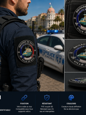 Écusson PVC 3D Velcro - Police Municipale Nice