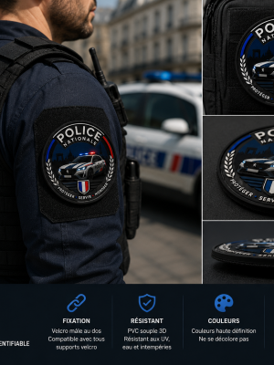 Écusson PVC 3D Velcro - Police Nationale